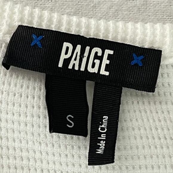 Paige Daniella Long Puff Sleeve Henley Top Ivory White Women's Size Small - Picture 13 of 13